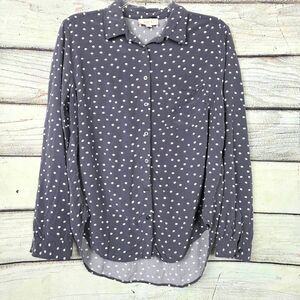 LOFT Polka Dot Button Blouse Womens Medium